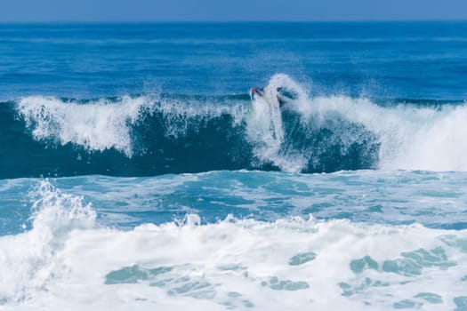 VIANA DO CASTELO, PORTUGAL - SEPTEMBER 22, 2016: Uri Valadao (BRA) during  the Viana World Bodyboard Championship 2016.