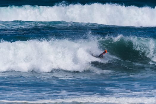 VIANA DO CASTELO, PORTUGAL - SEPTEMBER 22, 2016: Roberto Bruno (BRA) during  the Viana World Bodyboard Championship 2016.