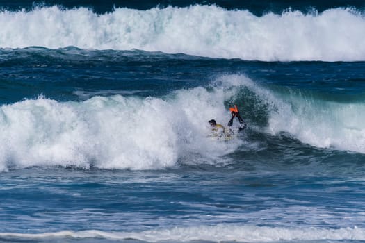 VIANA DO CASTELO, PORTUGAL - SEPTEMBER 22, 2016: Roberto Bruno (BRA) during  the Viana World Bodyboard Championship 2016.