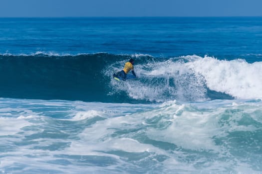 VIANA DO CASTELO, PORTUGAL - SEPTEMBER 22, 2016: Uri Valadao (BRA) during  the Viana World Bodyboard Championship 2016.