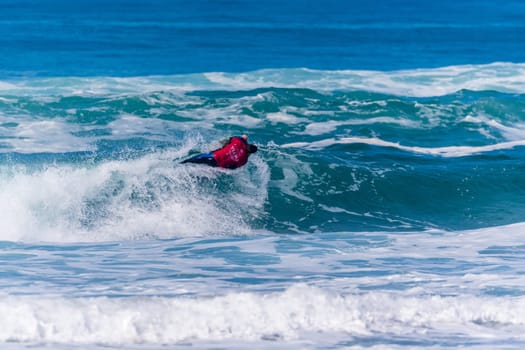VIANA DO CASTELO, PORTUGAL - SEPTEMBER 22, 2016: Iain Campbell (RSA) during  the Viana World Bodyboard Championship 2016.