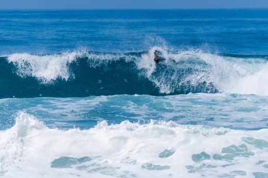 VIANA DO CASTELO, PORTUGAL - SEPTEMBER 22, 2016: Uri Valadao (BRA) during  the Viana World Bodyboard Championship 2016.