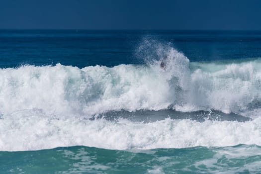 VIANA DO CASTELO, PORTUGAL - SEPTEMBER 22, 2016: Goncalo Pinheiro (POR) during  the Viana World Bodyboard Championship 2016.