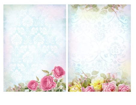 Shabby chic backgrounds with roses. Floral pastel vintage background.
