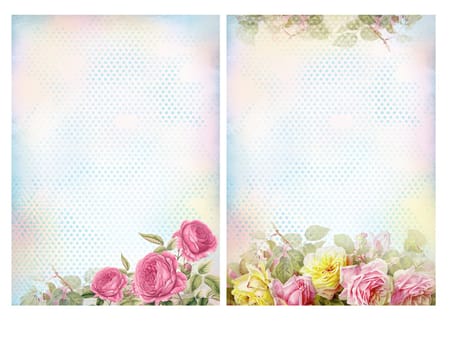 Shabby chic backgrounds with roses. Floral pastel vintage background.