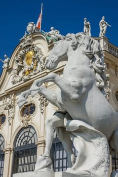 Viennese architecture Historic,statue of a horse in front of the Belvedere