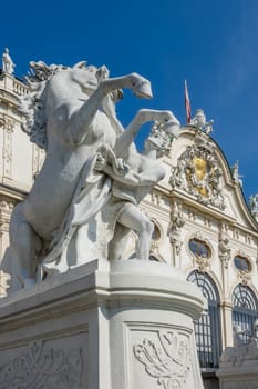 Viennese architecture Historic,statue of a horse in front of the Belvedere