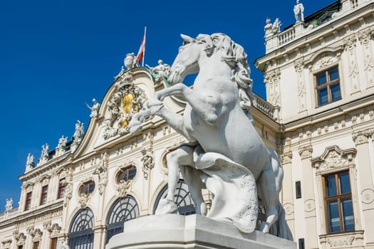 Viennese architecture Historic,statue of a horse in front of the Belvedere