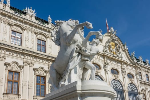 Viennese architecture Historic,statue of a horse in front of the Belvedere