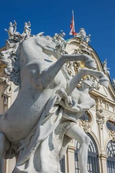 Viennese architecture Historic,statue of a horse in front of the Belvedere