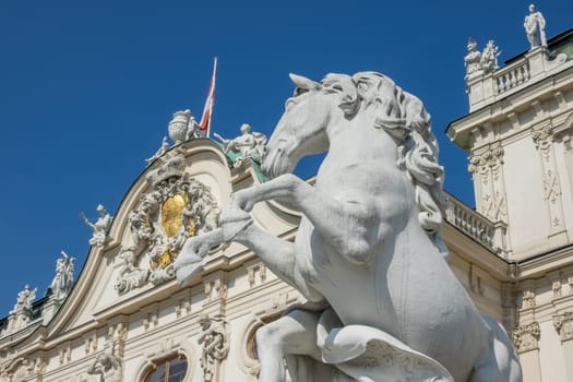 Viennese architecture Historic,statue of a horse in front of the Belvedere