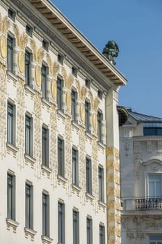 Architecture Otto Wagner,house at Wienzeile 38 with decoration by Koloman Moser
