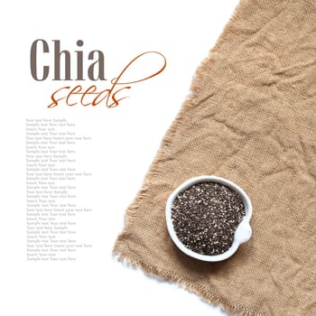 Chia seeds in bowl on a white background