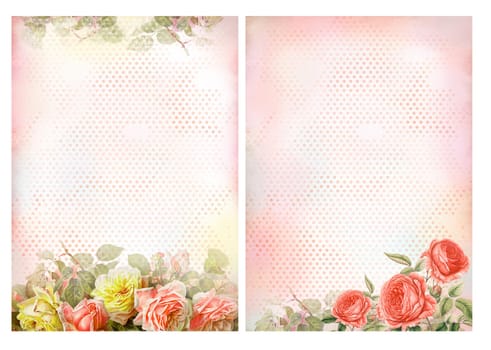 Shabby chic backgrounds with roses - Floral pastel vintage background