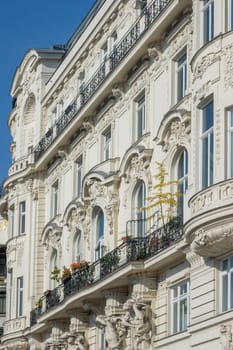 Viennese architecture on the Wienzeile,houses in Art Nouveau by Otto Wagner