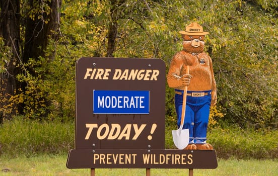 Mascot for the forests against fire Smokey the Bear reports the danger level today