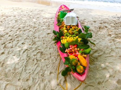 Exotic fruits on the boat