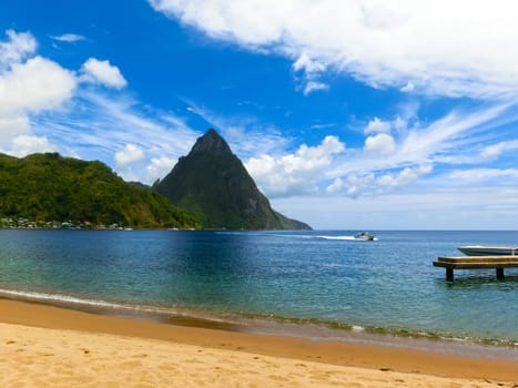 Beautiful white sand beach in Saint Lucia, Caribbean Islands
