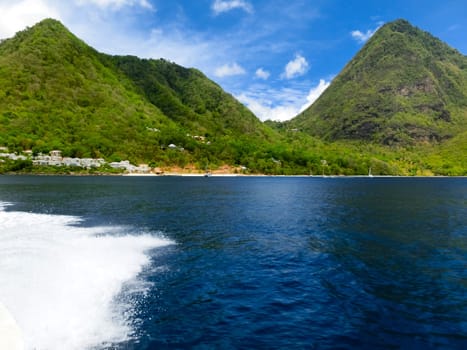 Beautiful white sand beach in Saint Lucia, Caribbean Islands