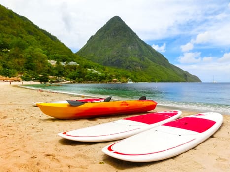 Beautiful white sand beach in Saint Lucia, Caribbean Islands