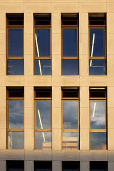 The modern façade of the public library in Hamm.