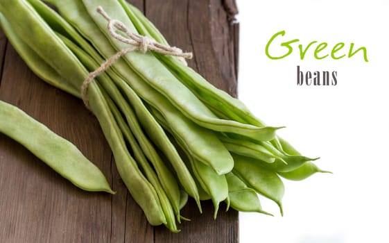 Piattoni green beans on the old wooden table
