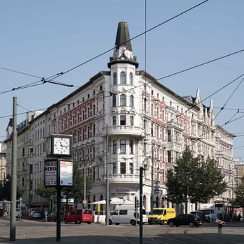 Road traffic at Hasselbachplatz in the centre of Magdeburg