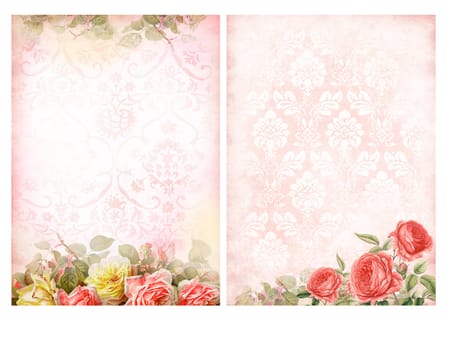 Shabby chic backgrounds with roses - Floral pastel vintage background