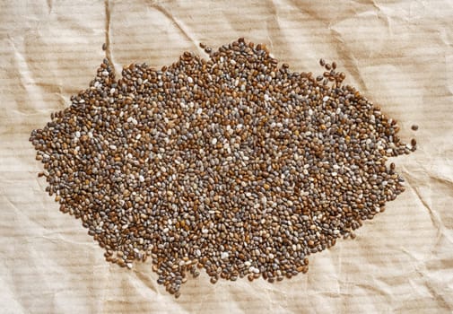 Chia seeds on a craft paper background
