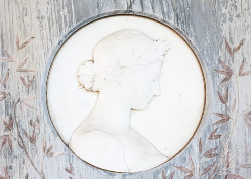 Large marble cameo on a 150 year old tomb