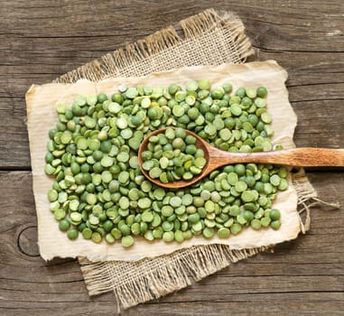Dried Green Split Peas with a spoon