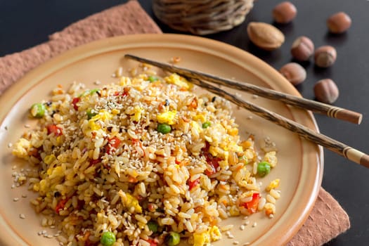 Fried Rice with Vegetables and fried eggs - Chinese Cuisine