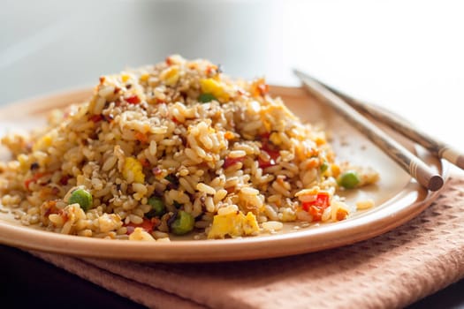 Fried Rice with Vegetables and fried eggs - Chinese Cuisine
