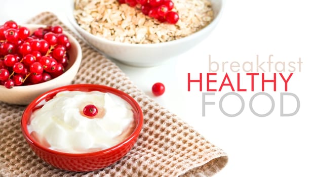 Healthy breackfast - Fresh berries, cereals and naturall yogurt or sour cream