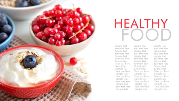 Healthy breackfast - Fresh berries with naturall yogurt or sour cream