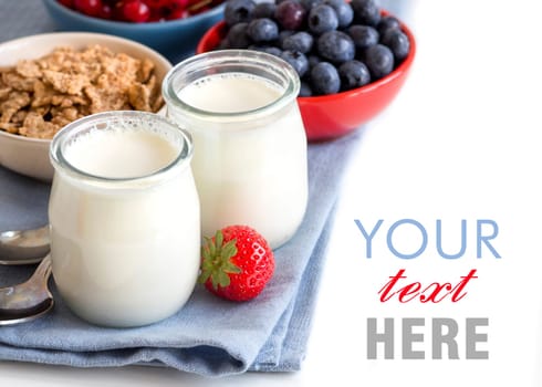 Healthy breakfast with Fresh yogurt, muesli and berries