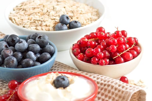 Healthy breackfast - Fresh berries and naturall yogurt or sour cream