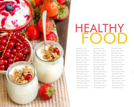Healthy breakfast with Fresh yogurt, muesli and berries