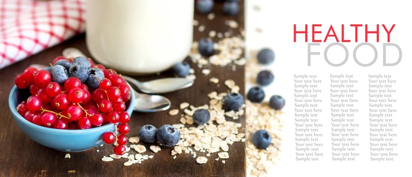 Healthy breakfast - Fresh berries, cereals and naturall yogurt