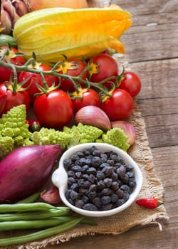 Black chickpea in a bowl with vegetables