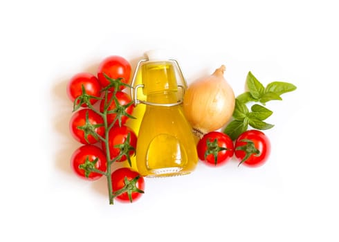 Ingridients for italian tomato sauce isolated on white