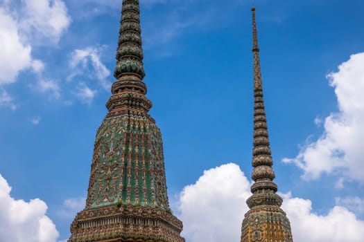 Buddhist architecture Wat Pho in Bangkok,temple as a landmark and destination in Thailand