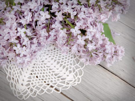 Lilac on weathered wood