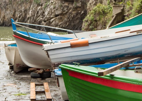 Abbandoned fishing boats on the sea shore