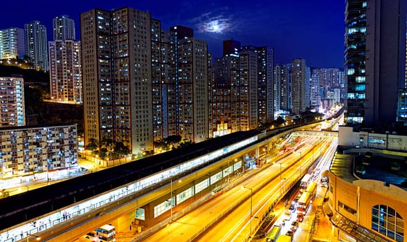Hong Kong kwun tong downtown at night
