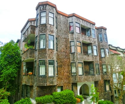 The traditional windows of building in San Francisco, USA
