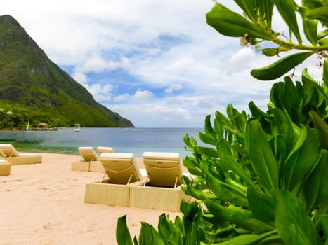 Beautiful white sand beach in Saint Lucia, Caribbean Islands