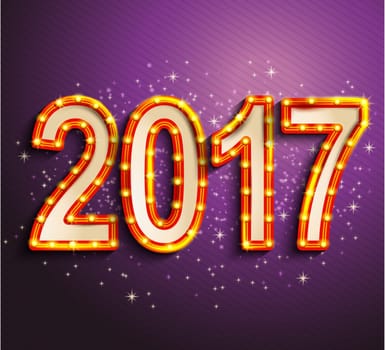 2017 Happy new year shining retro light creative design for your greetings card, flyers, invitation, posters, brochure, banners, calendar.