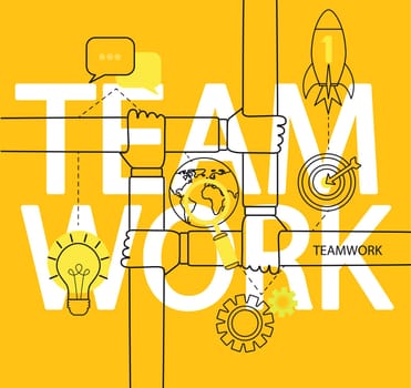 Modern thin line icons set infographic of teamwork concept. For web, internet, mobile apps, interface design. Vector illustration.