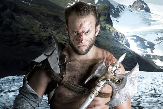 Ancient barbarian warrior or Gladiator ready to fight